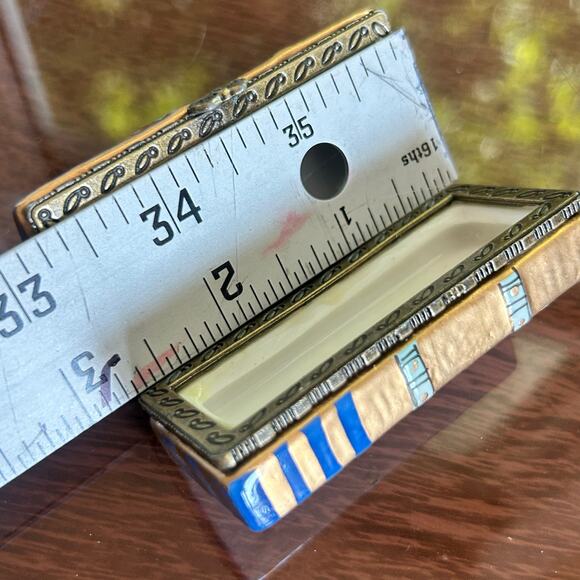 Egyptian Sarcophagus Trinket Box – Hand-Painted Hinged Porcelain Miniature - Picture 8 of 14